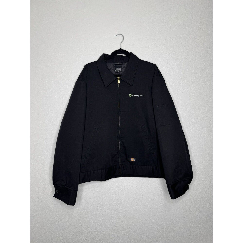 Vintage Dickies Jacket Mens 2XL Black Canvas Zip Work Eisenhower Bomber Mechanic